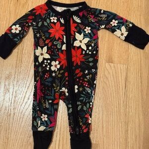 Little Sleepies bamboo Christmas floral zippie - Limited edition